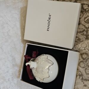 Pandora Ornament with Burgundy Ribbon